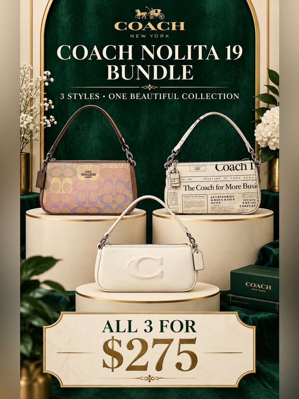 Coach Nolita 19 Leather Crossbody Bundle- ALL 3
